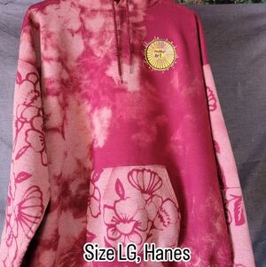 Hanes Red Tie-Dye Hoodie with Floral Design